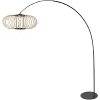 Steinhauer Noir de lampe à arc Curve avec une teinte en bambou Ø60 cm