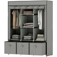 OKWISH Armoire Penderie - Meuble de Rangement Chambre avec Tiroir en Rotin et 2 Portes, Pieds Métal, Blanc et Naturel, 80x48x175 cm