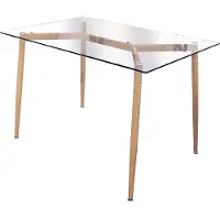 Home Deco Factory Table - - Design - Verre - Métal Imitation Bois - Transparent et Marron
