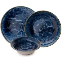 Hermia Concept , TS18Y4850A02, Service de table (18 pièces), 100 % PORCELAINE, bleu foncé, 25 x 25 x 2,5 cm