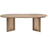 CALICOSY - Table basse ovale avec piètements rotin L120 cm - TALIA