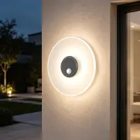 Doporro Applique Murale Lampe Extérieure 6W avec LED Lampe Jardin Étanche IP65 3000K Light Extérieure Gris 30cm Design LunaLights