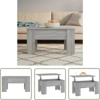 The Living Store Table basse Gris Sonoma 79x49x41 cm Bois composite