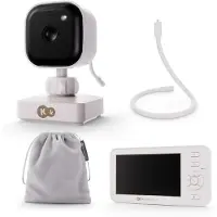 Kinderkraft Babyphone NITEEYE TRAVEL avec caméra et écran 4,3 pouces, sans fil, vision nocturne, fonction interphone, capteur de température, 8 berceuses, blanc