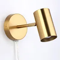 Alpinaluz Applique murale or Aluminium Projecteur orientable avec câble et douille E27 pour chambre, bureau, table de nuit