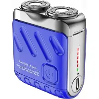 Zelurxx Rasoir électrique 2-en-1 pour homme, format de voyage compact, tête magnétique, recharge rapide USB-C, étanche, 9 000 tr/min, tondeuse à barbe, bleu