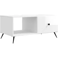 vidaXL Table basse blanche brillante 90 x 50 x 40 cm en aggloméré