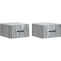 vidaXL Cabinet de chevet mural 2 pcs Sonoma gris 34,5 x 33 x 20 cm