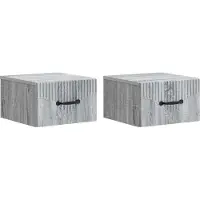 vidaXL Cabinet de chevet mural 2 pcs Sonoma gris 34,5 x 33 x 20 cm