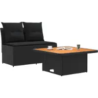 vidaXL - Lot de 2 canapés de jardin de taille moyenne avec table rabattable en polyrotin