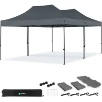 Vonroc Tente de réception 6x4,5 m grise – 2 tonnelles pliantes avec kit de connexion, étanche 3000 mm & UV 50+ |