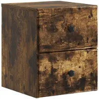 vidaXL Cabinet de chevet mural Chêne fumé 34,5 x 33 x 40 cm