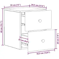 vidaXL Cabinet de chevet mural avec tiroir Noir 34,5 x 33 x 40 cm
