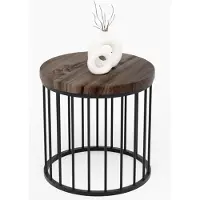 LAMO Manufaktur Table basse ronde en bois et metal 40 x 37 cm - Table d'appoint canapé pour salon moderne - Design scandinave, style industriel, touche déco chic - Couleur : ébène, pieds : noir