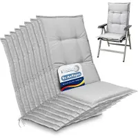 Beautissu Lot de 8 coussins d'assise pour fauteuils à dossier haut Base HL, 120 x 50 x 6 cm, gris clair
