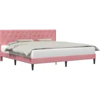 vidaXL Cadre de lit avec tête de lit rose 200 x 200 cm velours
