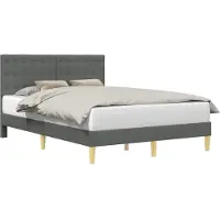 vidaXL Cadre de lit avec tête de lit gris foncé 140 x 200 cm Tissu