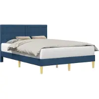 vidaXL Cadre de lit avec tête de lit Bleu 120 x 190 cm Tissu