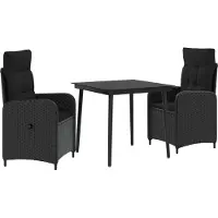 vidaXL Ensemble de table basse avec coussins , 3 pièces, noir
