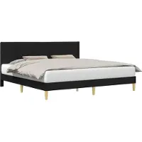 vidaXL Cadre de lit avec tête de lit noir 200 x 200 cm Tissu