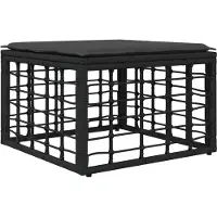 vidaXL Tabouret de jardin noir en rotin synthétique