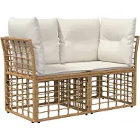 vidaXL Ensemble de canapés d'extérieur , 12 pièces, couleur naturel et blanc crème, en polyester