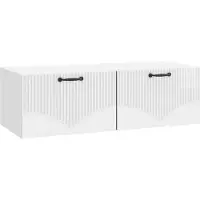 vidaXL Meuble TV mural blanc brillant 98 x 41 x 30 cm