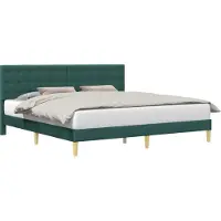 vidaXL Cadre de lit avec tête de lit Vert foncé 200 x 200 cm Tissu