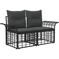 vidaXL Ensemble de salon de jardin 8 pièces, noir et gris foncé, en résine tressée