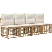 vidaXL : Canapé de jardin pour 4 personnes, sans accoudoirs, lot de 4, couleur naturelle