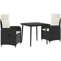 vidaXL Ensemble de table basse et coussins , 3 pièces, noir et blanc crème