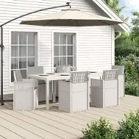 Prolenta Ensemble de jardin exclusif - Table et 6 chaises, blanc et gris clair, en polypropylène