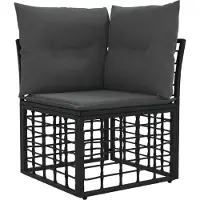vidaXL Ensemble de canapés d'extérieur avec coussins, 11 pièces, polyester noir