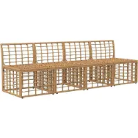 vidaXL Canapé de jardin 4 places sans accoudoirs, 4 pièces, 4 places, couleur naturelle