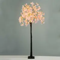 ACA Müller/ADAG Pharma ACA Cerisier artificiel avec fleurs, décoration lumineuse, 400 LED blanc chaud, 230 V, indice de protection IP44, socle de 180 cm, 21 x 21 cm, câble d'alimentation de 5 m, X104001448