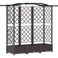 vidaXL Jardinière surélevée avec treillis et toit, marron, 163 x 40 x 123 cm, PP
