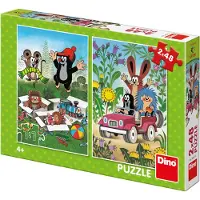 Dino Bikes Puzzle « Le Taupe se réjouit » 2 x 48 pièces, 18 x 26 cm, dans une boîte de 27 x 19 x 4 cm