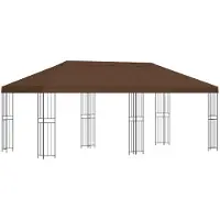 Syfax Gazebo avec murs latéraux 6 x 3 m Marron Polyester et Acier 190