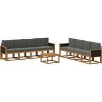 vidaXL Ensemble de salon de jardin 9 pièces, couleurs : naturel et anthracite