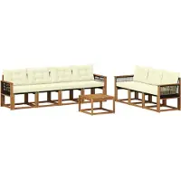 vidaXL Ensemble de salon de jardin 8 pièces, couleurs naturelles et crème