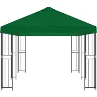 vidaXL Kiosque avec parois latérales 6 x 3 m, vert, polyester et acier 190