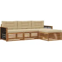 vidaXL Ensemble de salon de jardin, 4 pièces, couleurs naturelles et beige