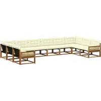 vidaXL Ensemble de salon de jardin, 10 pièces, couleurs naturelles et crème