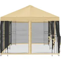 vidaXL , tonnelle avec parois latérales, 6 x 3 mètres, couleur crème, en polyester et en acier