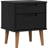 vidaXL Cabinet de chevet avec tiroir Noir 40 x 35 x 48 cm Pin massif