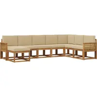 vidaXL Ensemble de salon de jardin 8 pièces, bois d'acacia massif, couleurs naturelles et beige