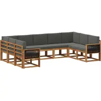 vidaXL Ensemble de salon de jardin 9 pièces, couleurs : naturel et anthracite