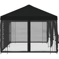 vidaXL Kiosque avec parois latérales, 6 x 3 m, noir, polyester et acier