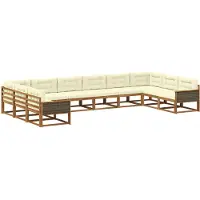 vidaXL Ensemble de salon de jardin, 10 pièces, couleurs naturelles et crème