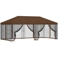 Syfax Gazebo avec murs latéraux 6 x 3 m Marron Polyester et Acier 190
